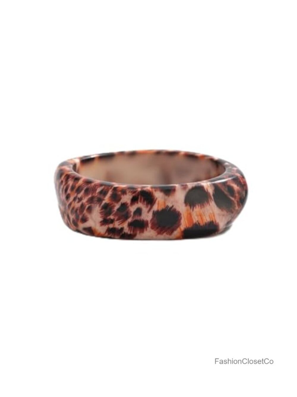 Chunky Leopard Print Resin Bangle Bracelet, Geometric Cuff for Women
